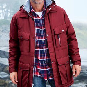 NWT Boulder Creek Men's 3XL Big Fleece Lined Removable Hood Parka Jacket Red